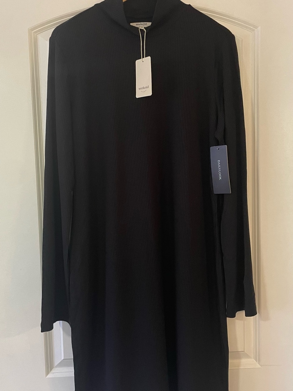 Weekend LA Brand Minimal Black Ribbed Long Sleeve Dress Size 1X NWT